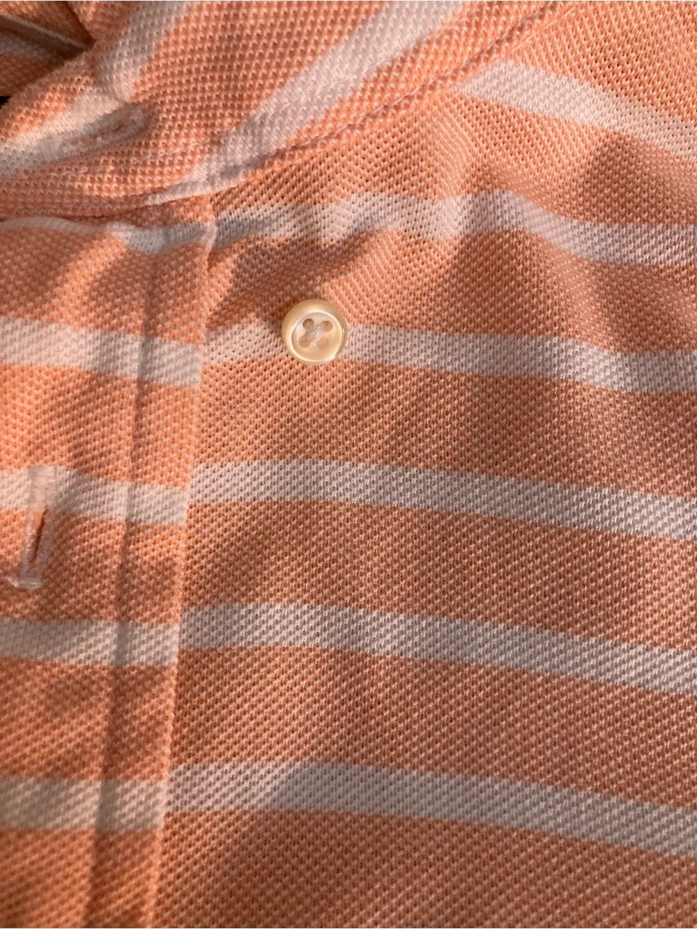 Ralph Lauren Peach and White Striped Short-Sleeve Polo